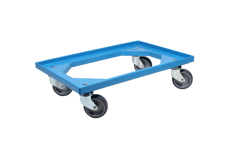 Vozík 64S-GU 4-0 KT modrý, GU šedá kola 100 mm